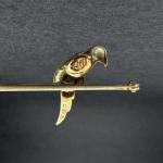 Vintage 9ct Gold Macaw Parrot Brooch with Pearl