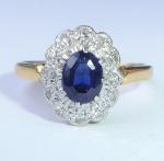 Art Deco 18ct Gold Sapphire and Diamond Ring