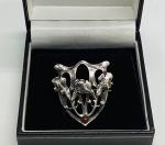 Art Nouveau Floral Lily Brooch with Carnelian