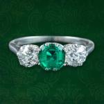 Edwardian Emerald Diamond Trilogy Ring 0.75ct