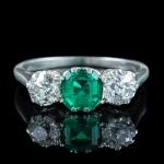 Edwardian Emerald Diamond Trilogy Ring 0.75ct