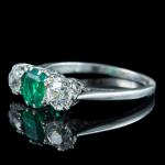 Edwardian Emerald Diamond Trilogy Ring 0.75ct