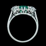 Edwardian Emerald Diamond Trilogy Ring 0.75ct
