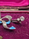 Sterling Silver 935 Enamel Bow Brooch