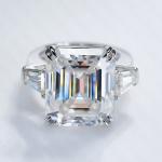 Emerald Moissanite Three Stone Engagement Ring