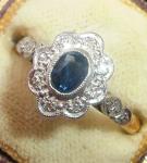 Art Deco 18ct Gold Platinum Sapphire Diamond Ring