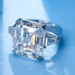 Emerald Moissanite Three Stone Engagement Ring