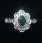 Art Deco 18ct Gold Platinum Sapphire Diamond Ring