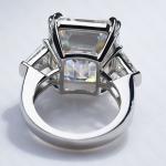 Emerald Moissanite Three Stone Engagement Ring