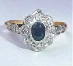 Art Deco 18ct Gold Platinum Sapphire Diamond Ring
