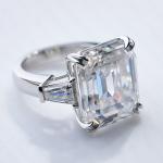 Emerald Moissanite Three Stone Engagement Ring