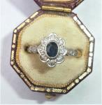 Art Deco 18ct Gold Platinum Sapphire Diamond Ring