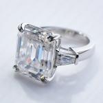 Emerald Moissanite Three Stone Engagement Ring