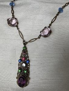 Czech Filigree Necklace with Stone Accents