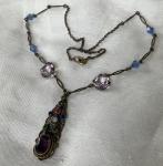 Czech Filigree Necklace with Stone Accents