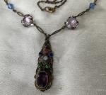 Czech Filigree Necklace with Stone Accents