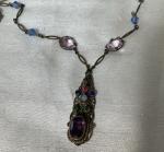 Czech Filigree Necklace with Stone Accents