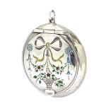 Vintage Silver Enamel Compact Pendant Locket