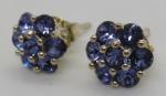 Vintage Art Deco Tanzanite Flower Stud Earrings
