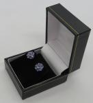 Vintage Art Deco Tanzanite Flower Stud Earrings