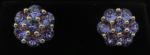 Vintage Art Deco Tanzanite Flower Stud Earrings