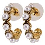 Gold Filled Semi Hoop "C" Shaped Pearl Earrings