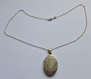 Elegant Antique English Silver Locket with Chain