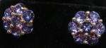 Vintage Art Deco Tanzanite Flower Stud Earrings