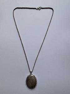 Victorian Silver Floral Locket Pendant Necklace