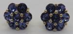 Vintage Art Deco Tanzanite Flower Stud Earrings