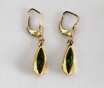 Vintage Art Deco Gilt Green Paste Dangly Earrings