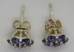 Vintage Art Deco Tanzanite Flower Stud Earrings