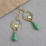 Vintage Green Gem Dropper Chandelier Earrings