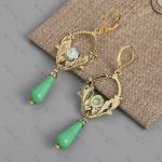 Vintage Green Gem Dropper Chandelier Earrings