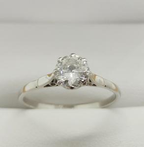 Vintage Platinum 0.56ct European Cut Diamond Ring