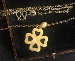 Vintage Clover Necklace with Green Gemstones