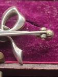 Sterling Silver 935 Enamel Bow Brooch