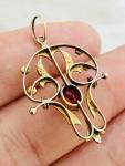 Edwardian 9k Gold Amethyst & Seed Pearl Pendant