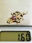 Edwardian 9k Gold Amethyst & Seed Pearl Pendant