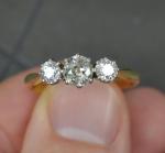 Vintage 1.10ct Diamond 18ct Gold Trilogy Ring