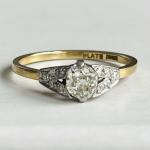 Antique 18ct Gold Diamond Solitaire Oval Ring