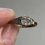 Antique 18ct Gold Diamond Solitaire Oval Ring