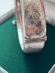 Antique Engraved Sterling Silver Hinged Bangle
