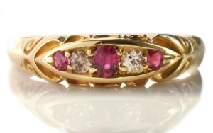 Victorian Ruby and Diamond 18K Engagement Ring