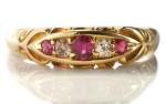 Victorian Ruby and Diamond 18K Engagement Ring