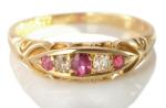 Victorian Ruby and Diamond 18K Engagement Ring