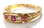 Victorian Ruby and Diamond 18K Engagement Ring