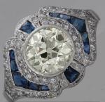 Vintage Round Cut Sapphire Engagement Ring 925 Silver