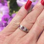 Antique 18ct Gold Seven Stone Ruby Diamond Ring