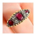 Antique 18ct Gold Seven Stone Ruby Diamond Ring